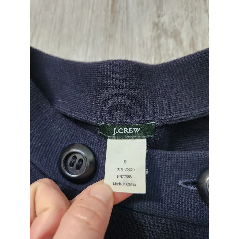 J.Crew Sweater Jacket Womens S Navy Wrap Tie Heavyweight Stretch Knit GUC